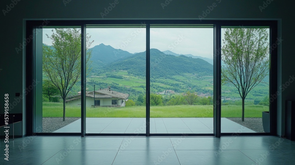 Naklejka premium Modern Homes Expansive Panoramic Mountain View.