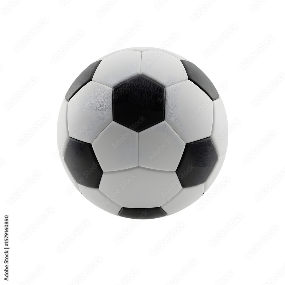 Classic Black and White Soccer Ball: High-Resolution 3D Render, Studio Lighting, Clean Background, Sport Theme, Professional Photography. Classic Black and White Soccer Ball: High-Resolution 3D Render, Studio Lighting, Clean Background, Sport Theme, Professional Photography.