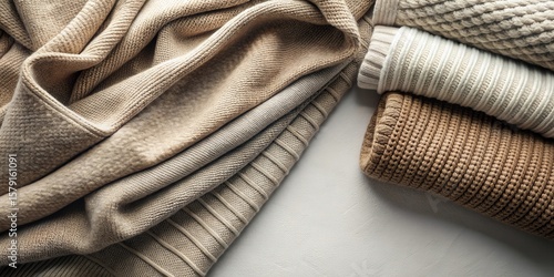 Cozy Autumn Knitwear A Soft and Textured Collection of Neutral-Toned Sweaters and Throws