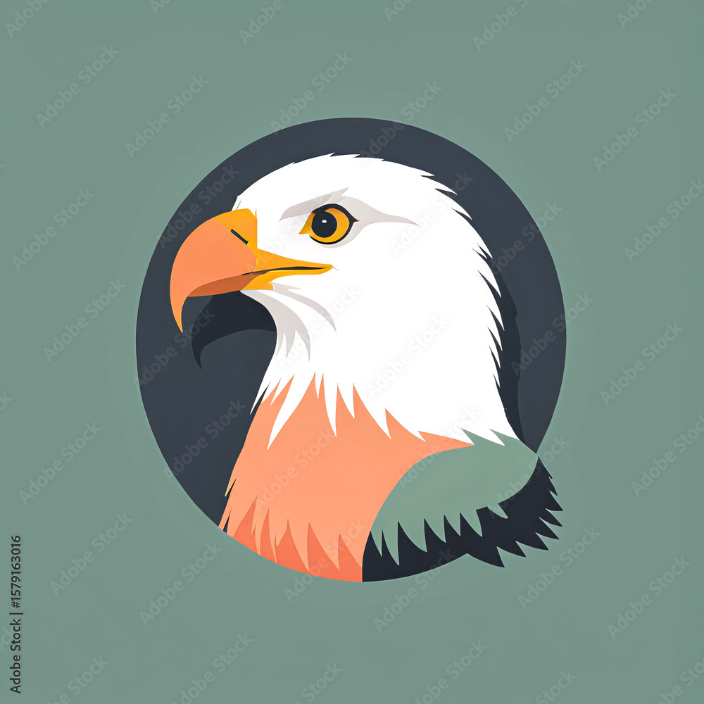 Fototapeta premium Modern minimalist icon of eagle, geometric Scandinavian-style silhouette, elegant and nature-inspired design for branding or decor