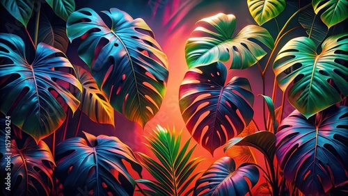 Wallpaper Mural Vibrant Tropical Foliage Displaying Rich Hues and Intricate Leaf Details in a Dramatic Composition Torontodigital.ca