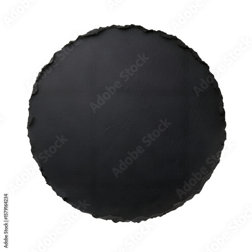 Wallpaper Mural A round, black slate plate with a textured surface and rough edges, isolated on white isolated on transparent background Torontodigital.ca