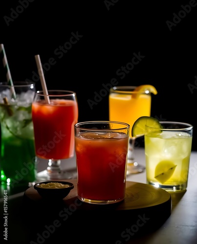 Wallpaper Mural Colorful selection of various alcoholic cocktails in a dark ambient light Torontodigital.ca