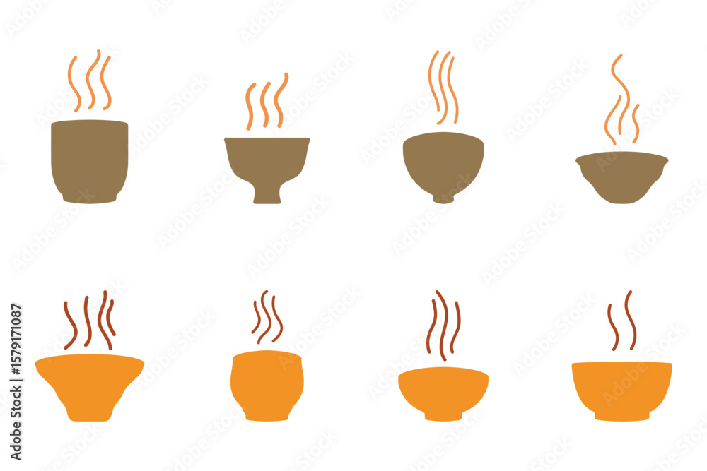 Obraz premium Bowl with Hot Steam Illustration Set Design
