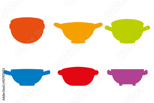 Serving Bowl Icon Set Design