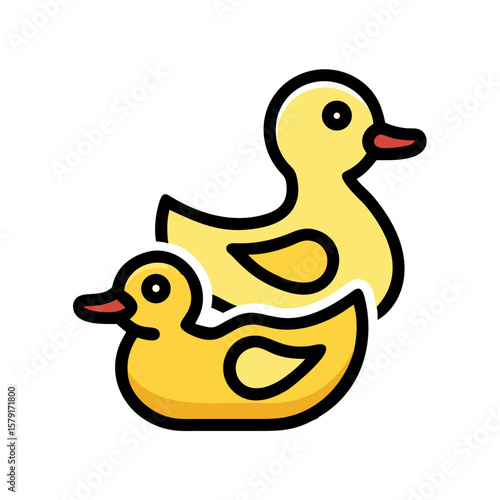 Two adorable yellow rubber ducks stacked together, perfect for bath time fun