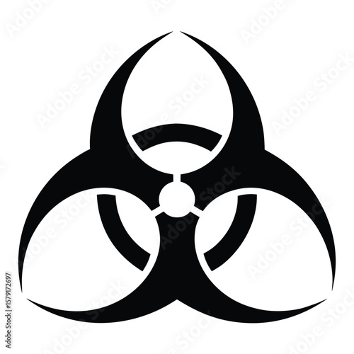 Biohazard Symbol Icon Black on White, Medical Hazard, Contamination, and Infection Control Design