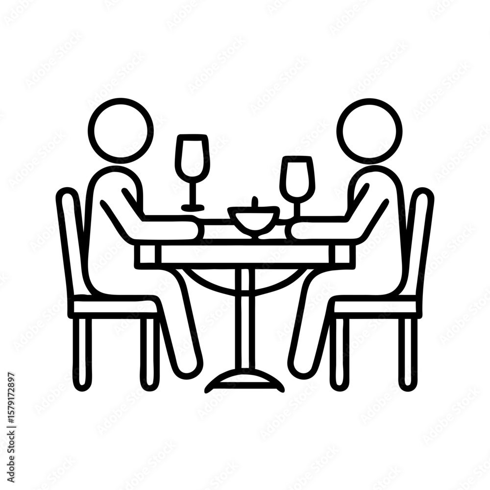 A minimal art of couple having a dinner or date together A minimal art of couple having a dinner or date together