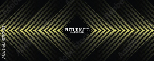 3D black yellow techno abstract background overlap layer on dark space with glowing lines decoration. Modern graphic design element squares style concept for web, poster, flyer, card or brochure cover