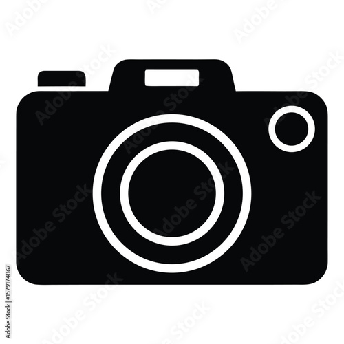 Simple Black Camera Icon Photography Equipment, Memories, Pictorial Device for Still Images