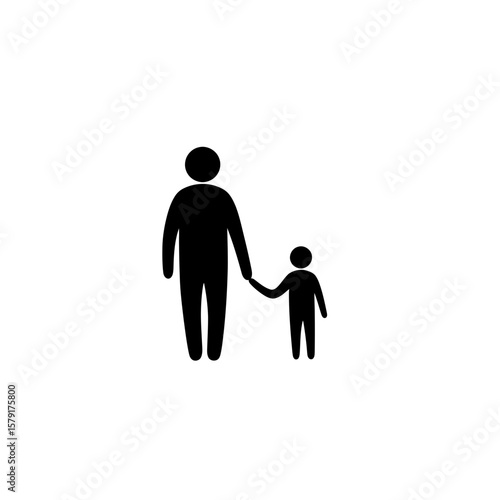 Father and Child Silhouette: A heartwarming silhouette portrays a father and child, holding hands in a moment of tender connection, symbolizing guidance and parental love.
