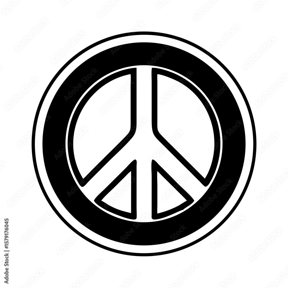 Peace symbol in black and white design representing tolerance and equality Peace symbol in black and white design representing tolerance and equality