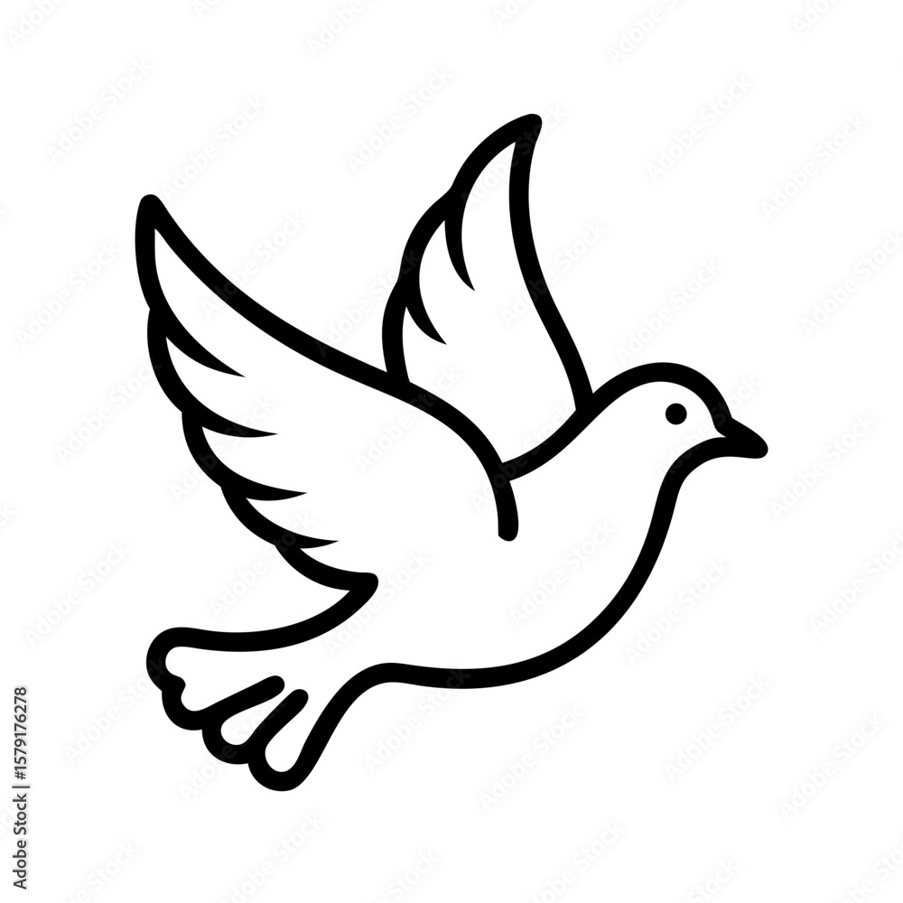 Fototapeta premium Flying dove outline symbolizing peace and tolerance concepts 