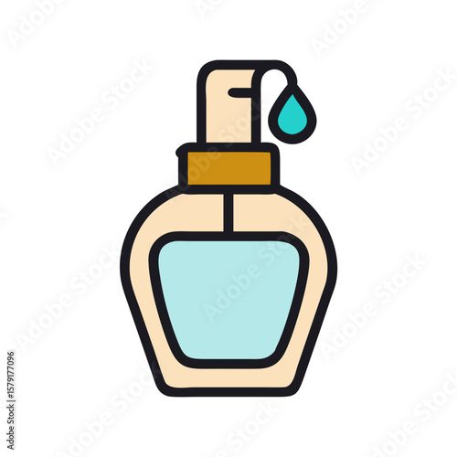A modern cartoon style illustration of a liquid soap bottle dispenser