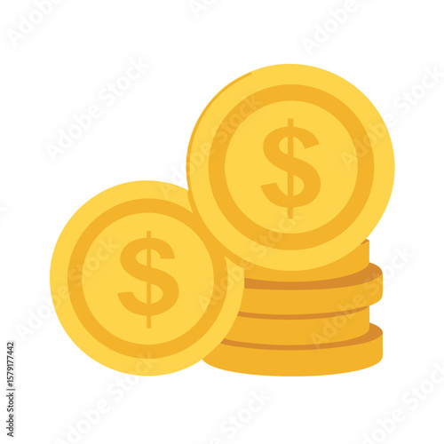 Pile of golden dollar coins indicating wealth and financial success concept