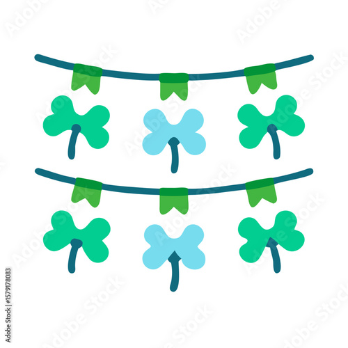 Festive St Patrick's Day Garland with Shamrocks and Pennant Banners Illustration