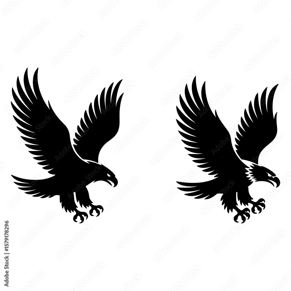 Obraz premium Svg vector silhouette vector art of two eagles in flight isolated on white background