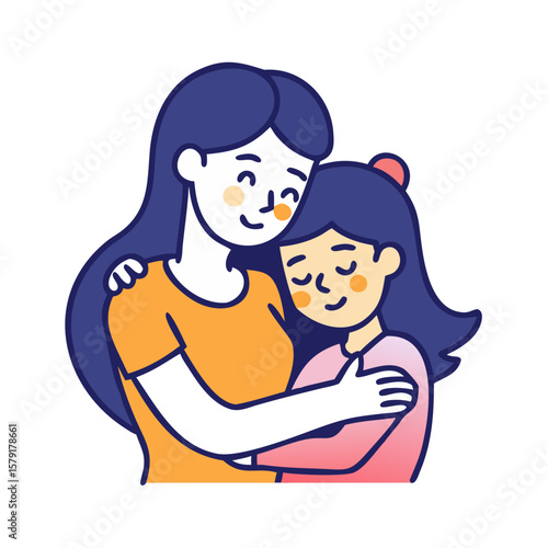 A tender moment Mother embracing child with love and support illustration