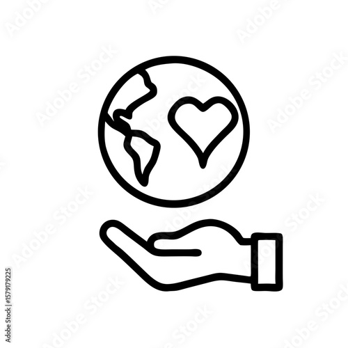 Hand holding a globe with a heart symbolizing compassion and unity  