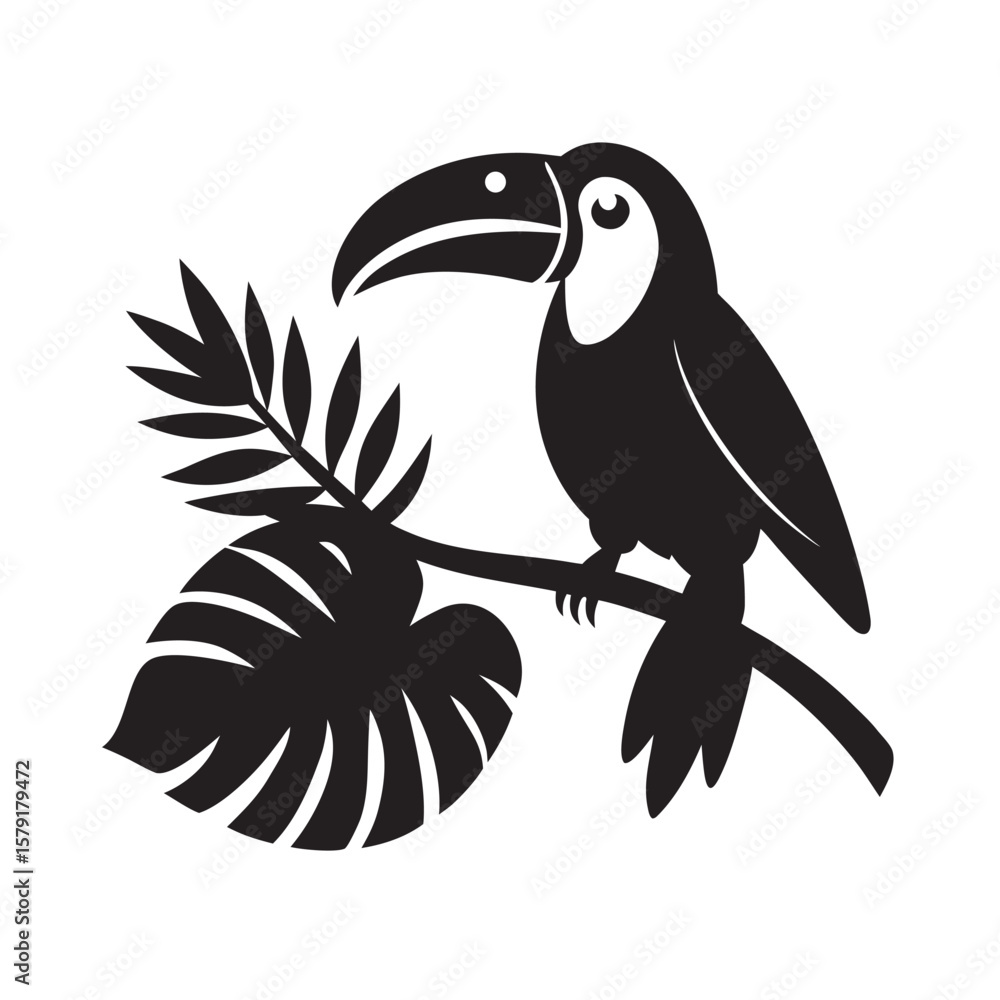 Obraz premium Tropical Toucan Sitting On Jungle Branch