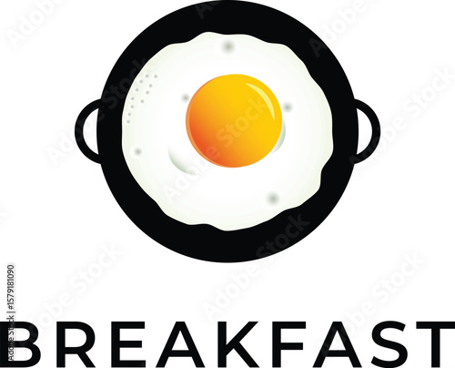 egg fried breakfast logo vector art