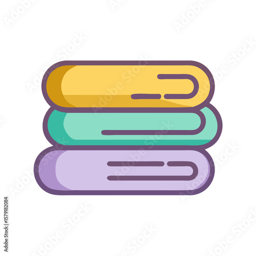 Neatly stacked colorful towels for bathroom or spa use illustration
