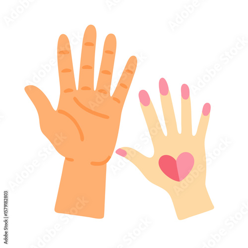 Graphic illustration of a hand gesture of love and support between people