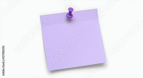 Blank Purple Sticky Note with Push Pin Ready for Your Message