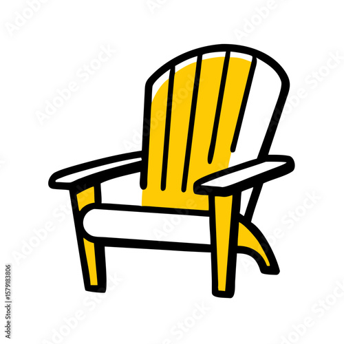 Adirondack Outdoor Chair hand drawing icon for web and graphic design