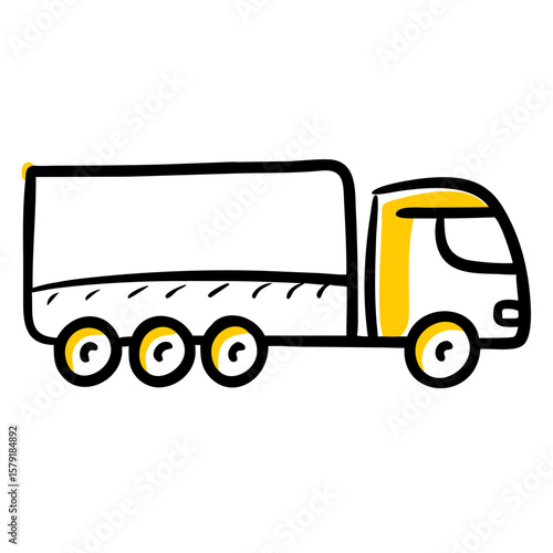 Cargo Truck Three Axles hand drawing icon for web and graphic design