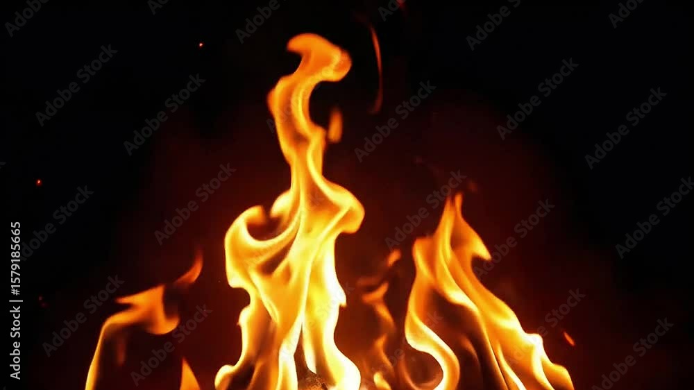 Fiery Inferno: A Captivating Dance of Flames Against the Night for Background Footage Fiery Inferno: A Captivating Dance of Flames Against the Night for Background Footage