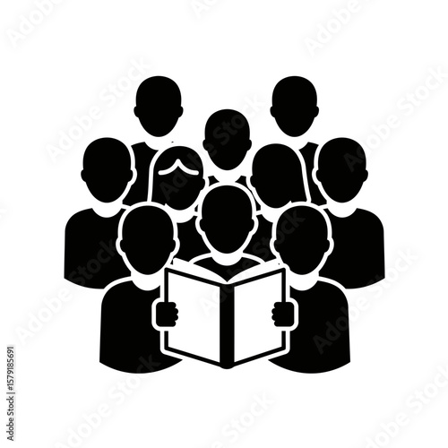 Shared Stories: A group gathers, absorbed in the words of a book, fostering community and a love of learning. Embodying the beauty of shared narratives and knowledge.