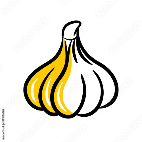 Garlic hand drawing icon for web and graphic design