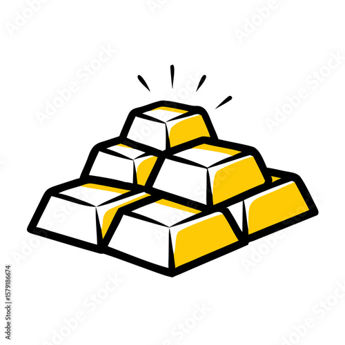 Gold Bars hand drawing icon for web and graphic design
