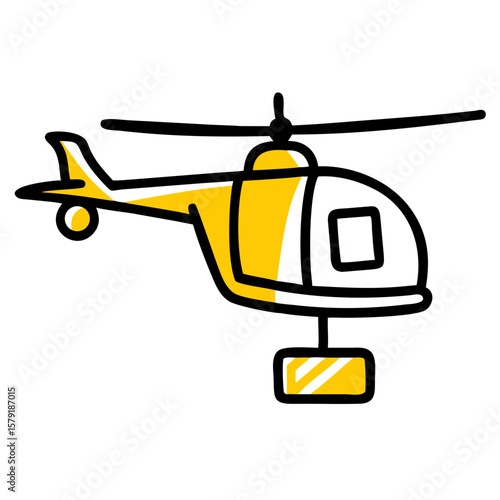 Helicopter Transporting Cargo hand drawing icon for web and graphic design
