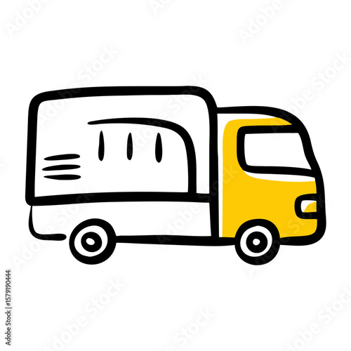 Refrigerated Truck hand drawing icon for web and graphic design