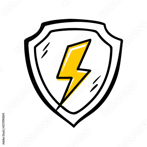 Free Download Shield with Electricity Bolt hand drawing icon for web and graphic design - GFXLoad