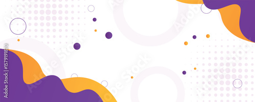 abstract banner background with fluid shapes in purple and orange color. vector illustration