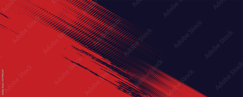 Fototapeta premium Halftone dots red and blue color pattern gradient grunge texture background. Dot pop art comic sport style vector illustration. grunge vector dots