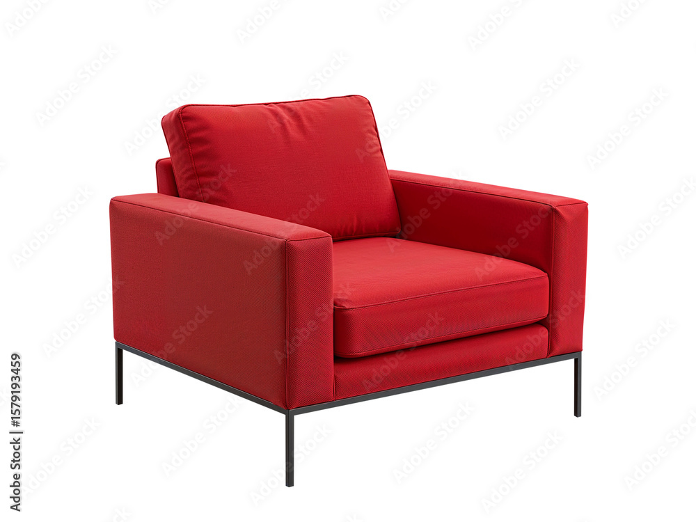Obraz premium Red modern armchair, accent chair, living room furniture, comfortable seating