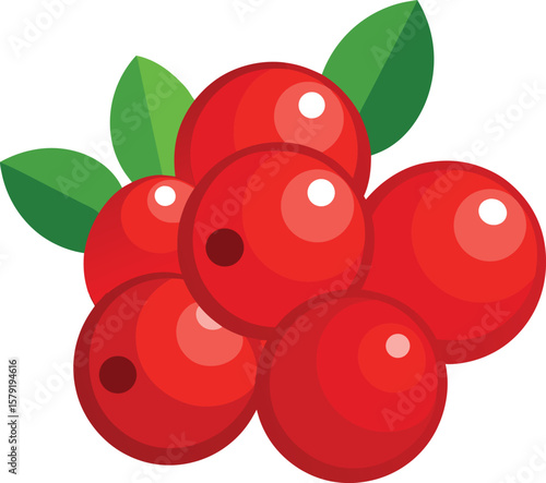 Tea Ceremony Bowl Fresh Red Cranberries with Green Leaves: A Vibrant Cluster of Healthy Berries, Perfect for Recipes...