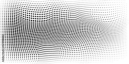 Grunge halftone gradient background. Faded dotted gritty noise texture. Black and white rasterized sand grain wallpaper. Retro pixelated bitmap backdrop. Vector aged anime or manga comic overlay