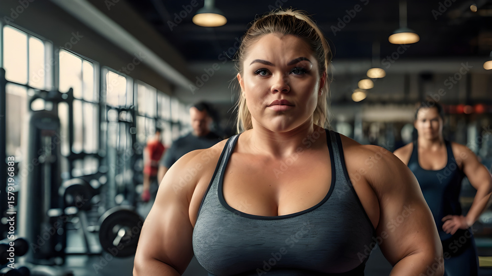 Fototapeta premium Woman lifting weights Generate AI 