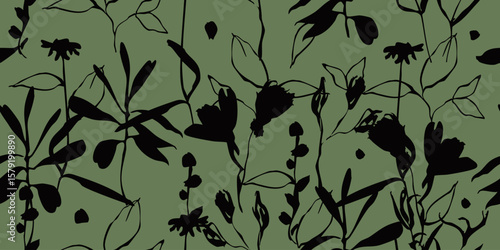 Natural tropical leaf and florals as seamless fashion print. Suit for illustration, wallpaper, fabric print.