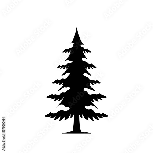 Silhouette of a Majestic Evergreen: A stark black silhouette of a towering evergreen tree stands tall, its symmetrical form a symbol of nature's enduring beauty and resilience.