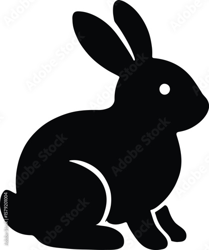 Silhouette rabbit sitting isolated on white background vector Illustrator
