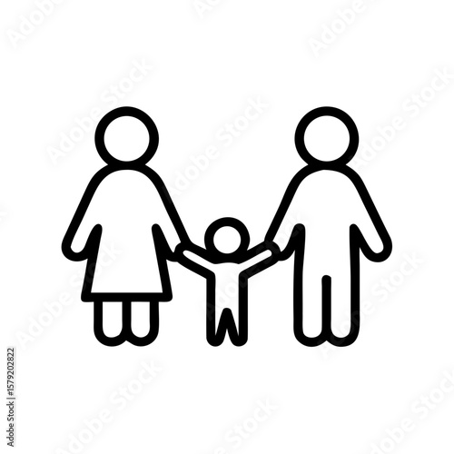 Family Outline Icon in Modern Minimal Style
