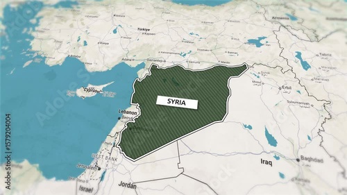 Borders of the state of Syria on the map