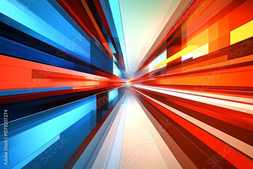 Wallpaper Mural Abstract Technology Background with Light Streaks and Geometric Shapes, Data Stream Visuals Torontodigital.ca