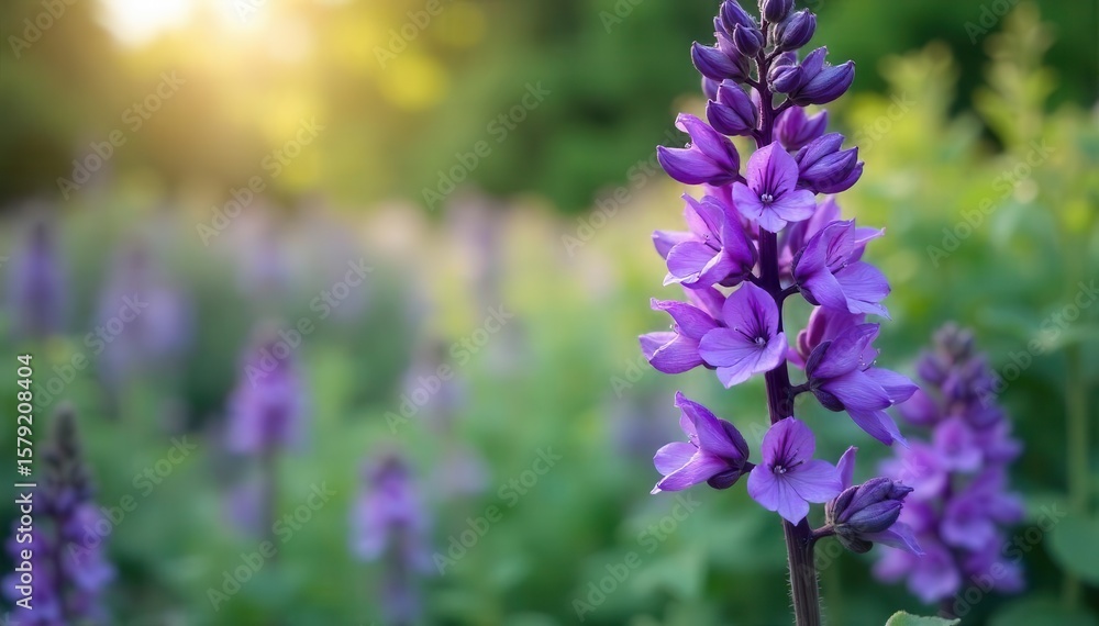 Fototapeta premium Intense purple sage blossoms, blurred background , dreamy, plant, nature